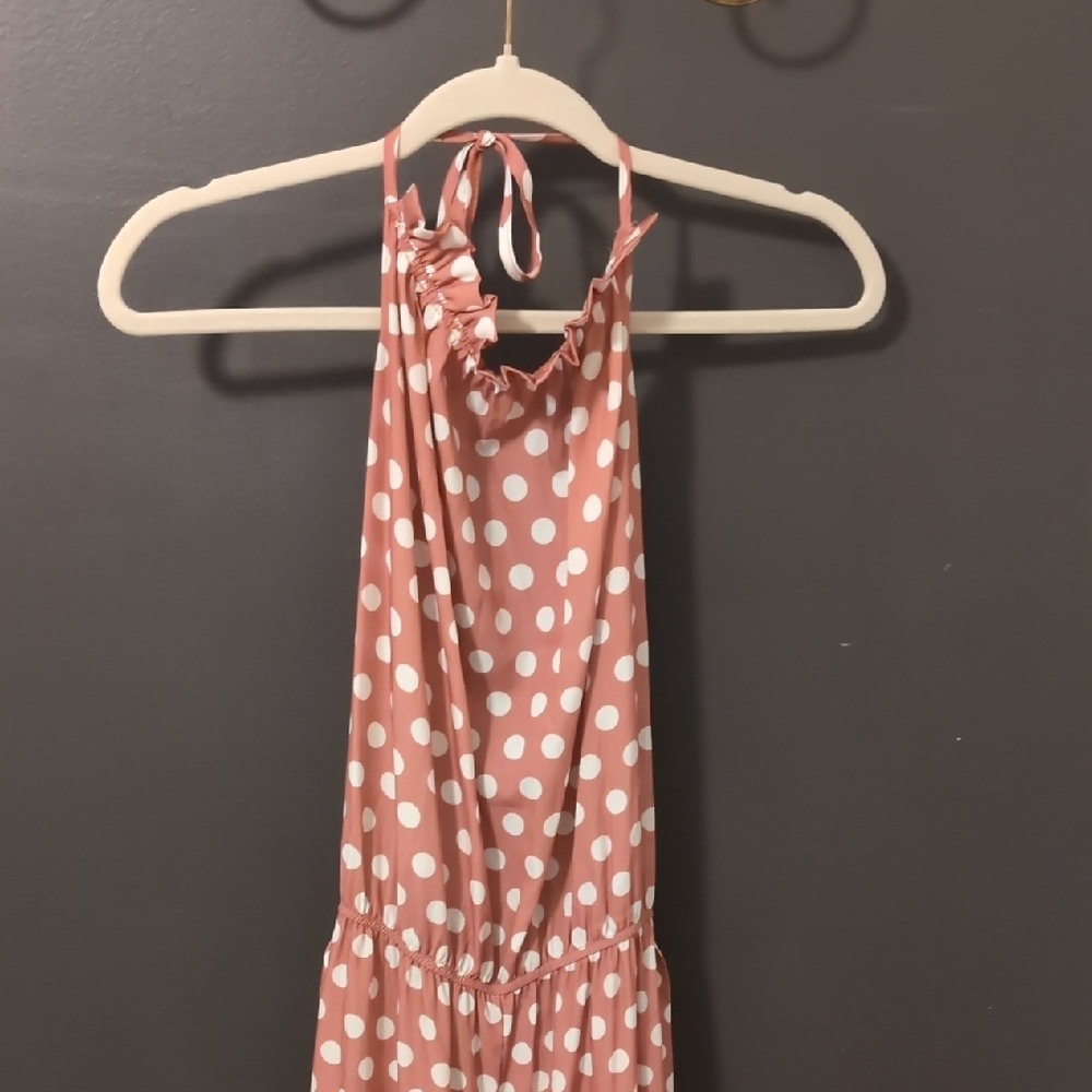 Express Blush and White Polka Dot Jumpsuit